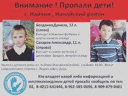 Сбежавшие из детского дома № 37 в селе Найхин Хабаровского края мальчики найдены